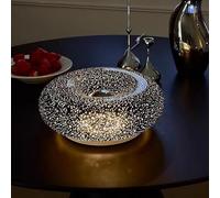 LOGT Lampada LED a Forma di Ciambella Illuminata con Interruttore Touch Dimmer, Paralume in Vetro, Presa USB e cavo, Luci da Tavolo per Interni, Luce Nera a Forma di Cielo Stellato, Luna da Camera