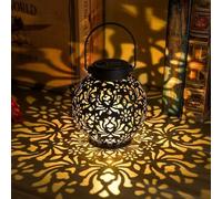 LOGT Lanterna Solare a LED da Esterno Lampade Solari Impermeabili Balcone Lancia da Giardino Sospesa Firenze Scavo Lanterne Decorative da Paesaggio Luci da Percorso a Energia Solare Decorazioni