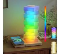 LOGT RGB Atmosphere Lampada con 15W Wireless Charging Lamps con Interruttore a Sfioramento Lume da tavolo Luce dell'umore Dimmerabile 16 Colori che cambiano Lampada da interno Caricabatteria senza