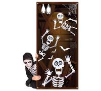 LOHAME Halloween Decorazioni Porta 180*90cm Copertura per Porta dei Teschio Striscione Halloween Copriporta Decorazione Scheletro Banner Addobbi Festone Teschio-per Addobbi Infestata Interni Esterni