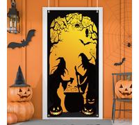 LOHAME Halloween Decorazioni Porta 180 * 90cm Copertura per Porta Strega Striscione Halloween Copriporta Decorazione Streghe Banner Addobbi Festone-per Addobbi Infestata Interni Esterni