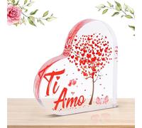 LOHAME Idea Regalo per Lei Regalo Anniversario per Lei Fidanzata Acrilica A Forma di Cuore Segno Regalo di San Valentino per Lei Ornamenti Acrilici Regalo Natale Regalo Matrimonio per Lui e Lei