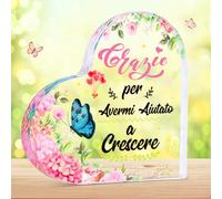 LOHAME Regalo Fine Anno Regalo Particolare Acrilico Scritta Grazie per Avermi Aiutato a Crescere Grazie Maestra Mamma Amica Acrilico Ornamento Regali per Insegnanti Studenti Natale Laurea Regalo