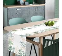 LOHAME Runner da Tavolo 185x35cm Runner da Tavolo Foglia di Eucalipto Tovaglie Tavola Moderno Corridore da Tavolo Comunione per Matrimonio Battesimo Prima Comunione Cresima Addobbi Festa