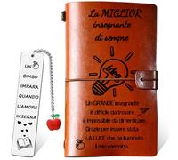 LOHENYOR Regalo Maestre Fine Anno - Taccuino in Pelle con Segnalibri - Idee Regalo per Insegnanti - Dono di Ringraziamento - Grazie Maestra - Kit Completo per Scuola