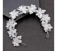LOHGOU Fermaglio per capelli a forma di rampicante con fiori, con perle, accessorio per capelli da sposa, per balli e feste di compleanno (bianco, taglia unica)