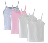 Lohhbve 4 Pack Bambini Classic Solid Camisole Undershirt per 2-10 Anni Ragazze del Bambino Cotone Racerback Tank Top Multipack