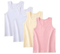Lohhbve 4 Pack Bambini Classic Solid Camisole Undershirt per 2-10 Anni Ragazze del Bambino Cotone Racerback Tank Top Multipack