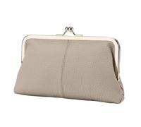 LOHOM Borsa da donna con moneta a lucchetto bacio - portafoglio di chiusura in pelle PU, frizione retrò | Elegante busta di monete di grande capacità (Gray)