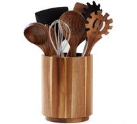 LOHONER Portautensili in legno di acacia per bancone da cucina, girevole a 360°, 18,3 cm, grande, organizer per utensili da cucina, per controsoffitti, decorazione per cucina