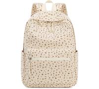 LOIDOU Zaino scolastico per ragazze e ragazzi adolescenti zaino leggero da donna per la scuola impermeabile Daypack Bookbag Colleg Work, Cord - Rosette beige