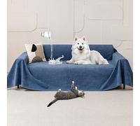Loiion Copridivano 3 Posti, Protezione Graffi Gatto, Impermeabile Copri Divano Antigraffio Gatto Cani, Copridivano Mobili Protector, Protezione Divano Graffi Gatto, Blu Marino, 340x180cm