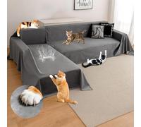Loiion Copridivano a L Impermeabile e Antigraffio Gatti, Grigio scuro | Copridivano Impermeabile Set da 2 Pezzi, Salvadivano Antiscivolo, Protezione Divano Angolare, 180x280+180x300cm
