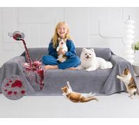 Loiion Copridivano Impermeabile, Antigraffio Gatto Divano, Copridivano Mobili Protector, Copridivani Impermeabile Resistente Alle Macchie E Ai Graffi per Cani e Gatti, Animali, Grigio, 380x180cm