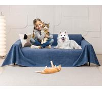 Loiion Gatto Divano, Copridivano Mobili Protector, Copridivani Impermeabile Resistente Alle Macchie E Ai Graffi per Cani e Gatti, Animali, Blu Marino, 380x180cm