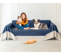 Loiion Gatto Divano, Copridivano Mobili Protector, Copridivani Impermeabile Resistente Alle Macchie E Ai Graffi per Cani e Gatti, Animali, Blu Marino, 380x230cm