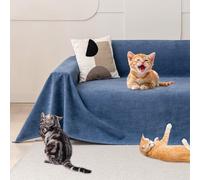 Loiion Protezione Divano Graffi Gatto, Impermeabile Divano Copertura, Copridivano Mobili Protector, Copridivani Impermeabile Resistente Alle Macchie Graffi per Cani e Gatti, Blu Marino, 300x180cm