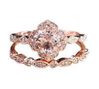 LOIJMK Anelli Di Tovaglioli Del Ringraziamento fidanzamento con strass Set di fedi nuziali Set di anelli di strass floreali Set di anelli con diamanti completi Taglia 5 10 (Rose Gold, 10)