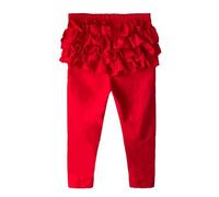 LOIJMK Autumn and Winter Europe and The States Girls Pants Solid Color Leggings Lace Pants Girls Thermal Leggings, Colore: rosso, 6-7 Jahre