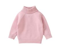 LOIJMK Baby Autumn and Winter Solid Color High Neck Peplum Knit Sweater - Stivali da bambino 12 18 mesi, Colore: rosa., 2-3 Jahre