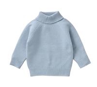 LOIJMK Baby Autumn and Winter Solid Color High Neck Peplum Knit Sweater - Stivali da bambino 12 18 mesi, Celeste., 2-3 Jahre