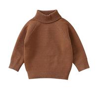 LOIJMK Baby Autumn and Winter Solid Color High Neck Peplum Knit Sweater - Stivali da bambino 12 18 mesi, caffè, 2-3 Jahre