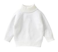 LOIJMK Baby Autumn and Winter Solid Color High Neck Peplum Knit Sweater - Stivali da bambino 12 18 mesi, bianco, 2-3 Jahre