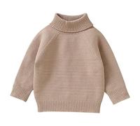 LOIJMK Baby Autumn and Winter Solid Color High Neck Peplum Knit Sweater - Stivali da bambino 12 18 mesi, cachi, 2-3 Jahre