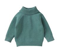 LOIJMK Baby Autumn and Winter Solid Color High Neck Peplum Knit Sweater - Stivali da bambino 12 18 mesi, verde, 2-3 Jahre