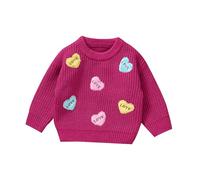 LOIJMK Baby Fall/Winter Knitted Love Letter Cute Applique Embroidered Heart Sweater Felpa con cappuccio da uomo, rosa intenso, 2-3 Jahre