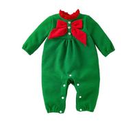 LOIJMK Baby Girls Christmas Romper Color Block Cute Bow Long Sleeve Jumpsuit for Newborn Infant Cute Fall Winter Clothes Baby Body Manica Lunga Ragazzi, verde, 18-24 Monate