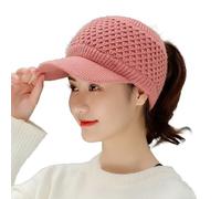 LOIJMK Berretto invernale da donna, caldo, lavorato a maglia, con visiera, elasticizzato, Keep Warm Solid Color Autumn Winter Women Cap Sport Cap per attività all'aperto, Colore: rosa., Taglia unica