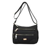 LOIJMK Borsa a tracolla da donna alla moda, semplice, tinta unita, multistrato, pratica, grande capacità, separazione dell'acqua, chiusura lampo, borsa a tracolla per attività all'aperto, borsa a