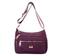 LOIJMK Borsa a tracolla da donna alla moda, semplice, tinta unita, multistrato, pratica, grande capacità, separazione dell'acqua, chiusura lampo, borsa a tracolla per attività all'aperto, borsa a