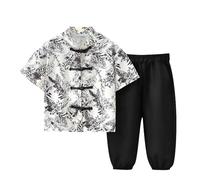 LOIJMK Boy Style Suit Foreign Style Baby Short Sleeve Capri Pants New Chinese Disc Buckle Tang Suit Rostock Regali, c, 4-5 Jahre