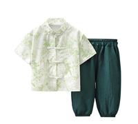 LOIJMK Boy Style Suit Foreign Style Baby Short Sleeve Capri Pants New Chinese Disc Buckle Tang Suit Rostock Regali, d, 6-7 Jahre