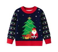 LOIJMK Boys Girls Fall Winter Christmas Tree Pullover Bottom Knit Baby Black, Blu marino, 7 anni