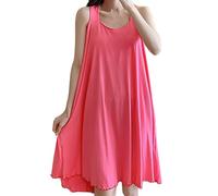 LOIJMK Camicia da notte da donna con abito intero e reggiseno integrato, sexy, sottile, senza maniche, da notte, alla moda, con cinturino continuo, da notte, rosa intenso, D