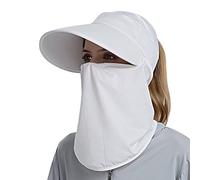 LOIJMK Cappellino da sole estivo donna equitazione copertura viso tinta unita maschera cappello da sole cappello da sole 47, bianco, Taglia unica