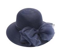 LOIJMK Cappello da sole della chiesa da donna a tesa larga cappello da sole per il tennis da sposa, Blu marino, Taglia unica