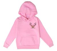 LOIJMK Christmas Deer Print - Felpa con cappuccio Foreign Trade Autumn and Winter Leisure Loose Children's Hoodie pagliaccetto neonata, Colore: rosa., 6-7 Jahre