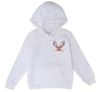 LOIJMK Christmas Deer Print - Felpa con cappuccio Foreign Trade Autumn and Winter Leisure Loose Children's Hoodie pagliaccetto neonata, bianco, 6-7 Jahre