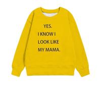 LOIJMK Cute Graphic Felpe for Girls Casual Long Sleeve Crewneck Pullover Funny Letter Print Sweater Tops 1 11 Years Felpa Ragazza Rosso, giallo., 2-3 Jahre