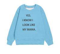 LOIJMK Cute Graphic Felpe for Girls Casual Long Sleeve Crewneck Pullover Funny Letter Print Sweater Tops 1 11 Years Felpa Ragazza Rosso, Celeste., 9-10 Jahre