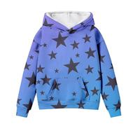 LOIJMK Cute Hoodies for Tween Girls Long Sleeve Star Graphic Oversized Sweatshirts Cute Fall Pullover Tops Comfy Winter Outfits Mädchen Pullover 128, Blu, 13-14 Jahre
