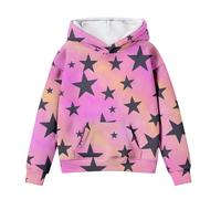 LOIJMK Cute Hoodies for Tween Girls Long Sleeve Star Graphic Oversized Sweatshirts Cute Fall Pullover Tops Comfy Winter Outfits Mädchen Pullover 128, Colore: rosa., 1-2 Jahre