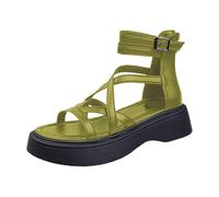 LOIJMK Donna Design Hollow Moda Piatto Romano Sandali Scarpe Donna Stivali Invernali Acqua, Verde, 37 EU