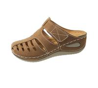 LOIJMK Donna Spessore Fondo Mezza Baotou Sandali Traspirante Spessore Fondo Rotondo Pantofole Casual con Tacco inclinato Scarpe da donna nere tacco, cachi, 40 EU
