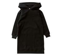 LOIJMK Felpa con cappuccio da ragazza per bambini, lunga felpa con cappuccio per ragazze, con tasche, abbigliamento invernale, Nero , 7-8 Jahre