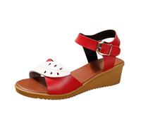LOIJMK Fibbia cava laterale casual con fondo piatto, scarpe romane, sandali estivi da donna, sandali da donna alla moda scarpe blu da donna con tacco, Colore: rosso, 41 EU
